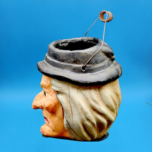 Vintage Poliwoggs Witch Bucket 1990s Primitive Halloween Paper Mache Style - Picture 5 of 9